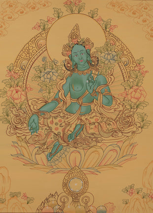 Beautifully Hand-Painted Green Tara