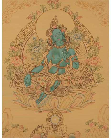Beautifully Hand-Painted Green Tara