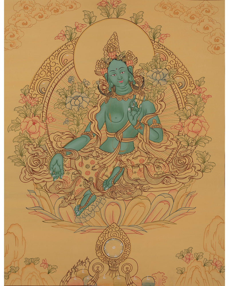 Beautifully Hand-Painted Green Tara