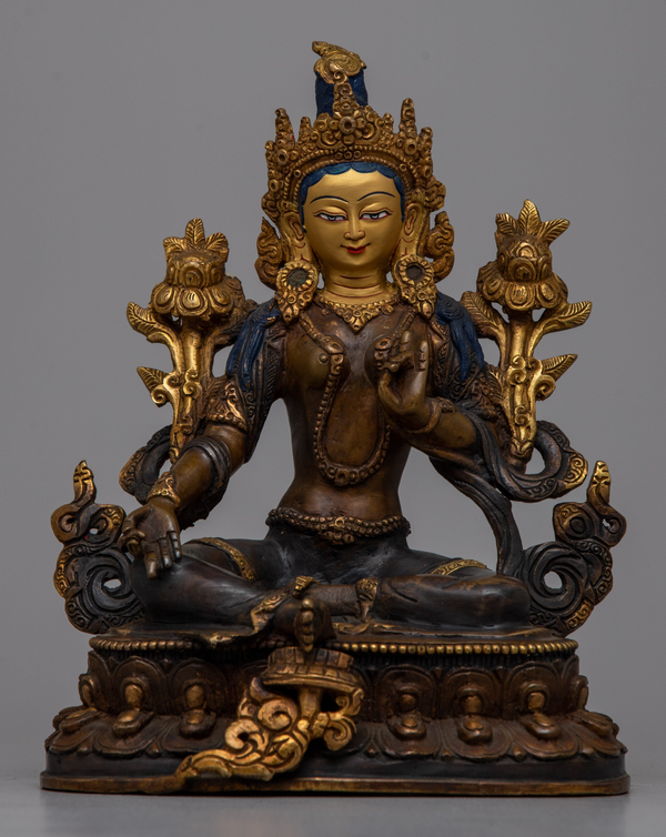 Copper Statue of Green Tara