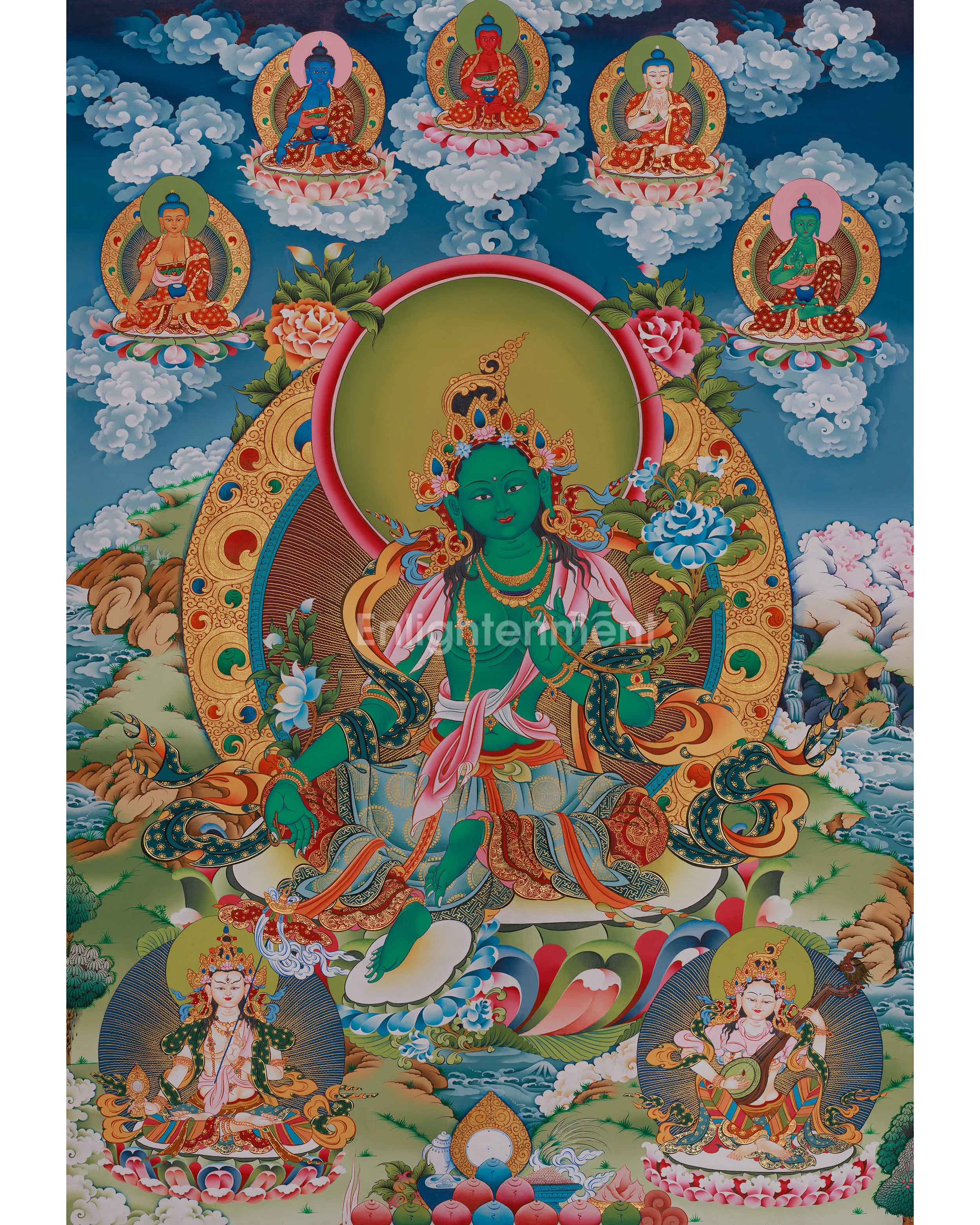 Green Tara Divine Thangka 