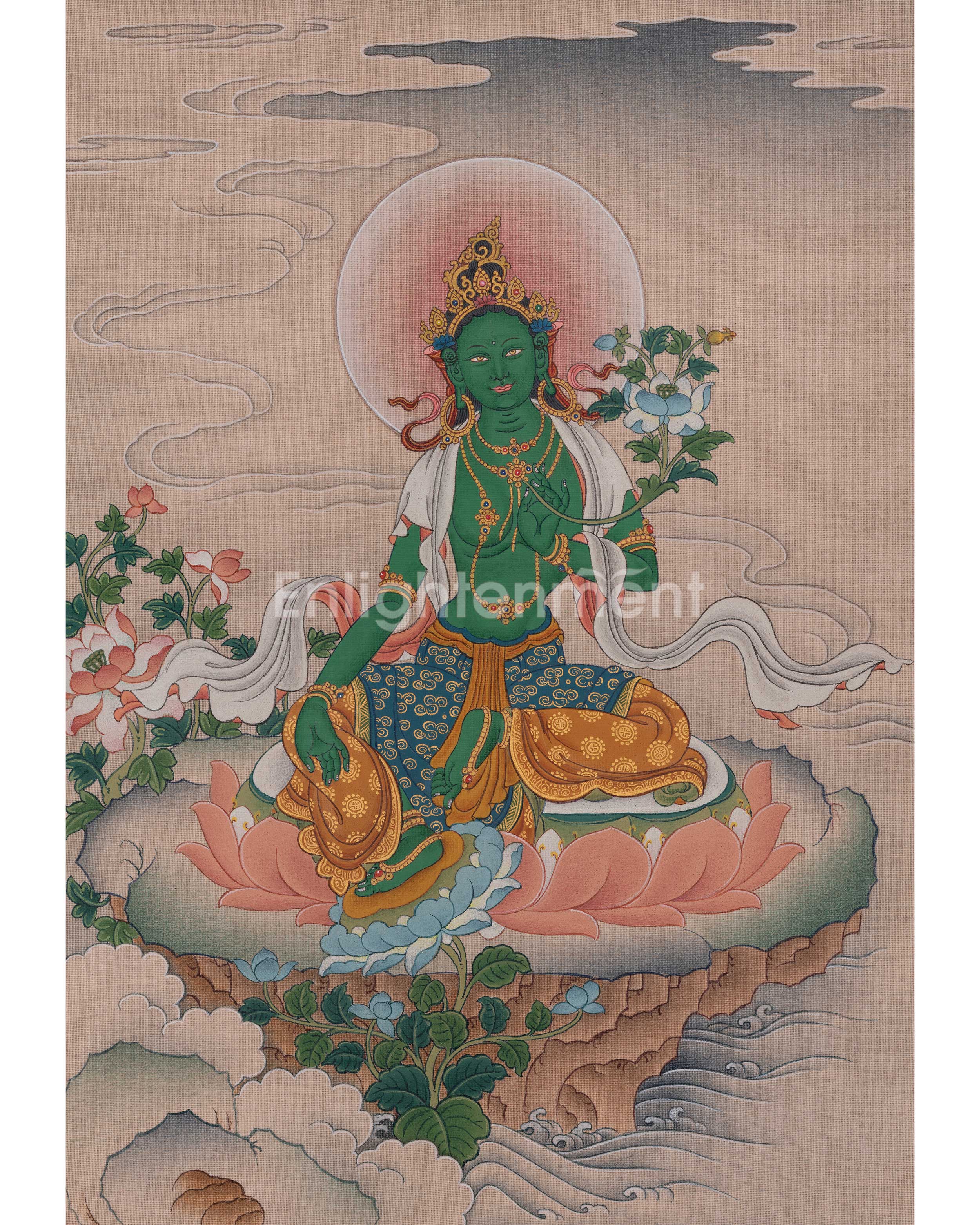 Green Tara Female Buddha Thangka
