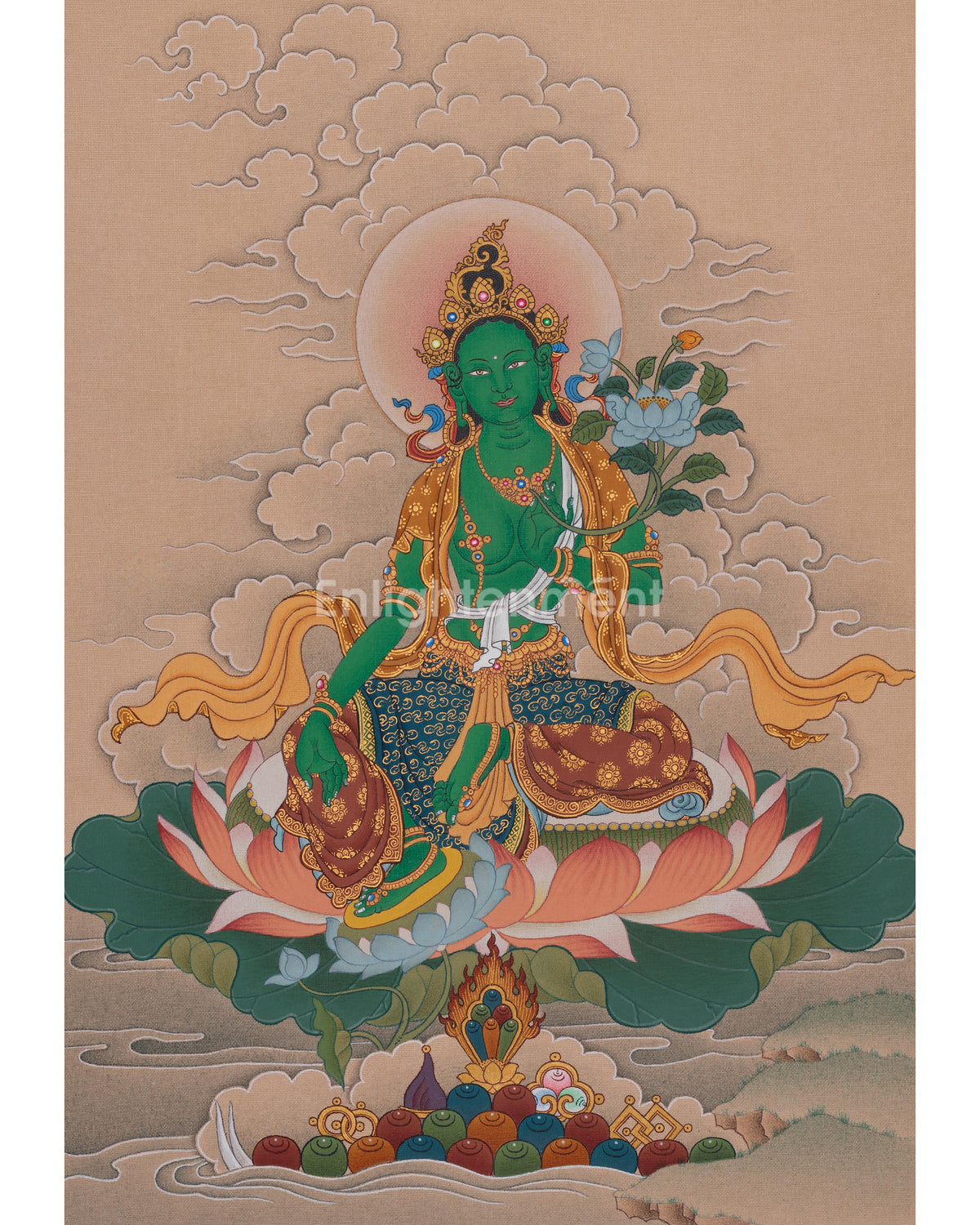 Green Tara Protector From Eight Fears Thangka