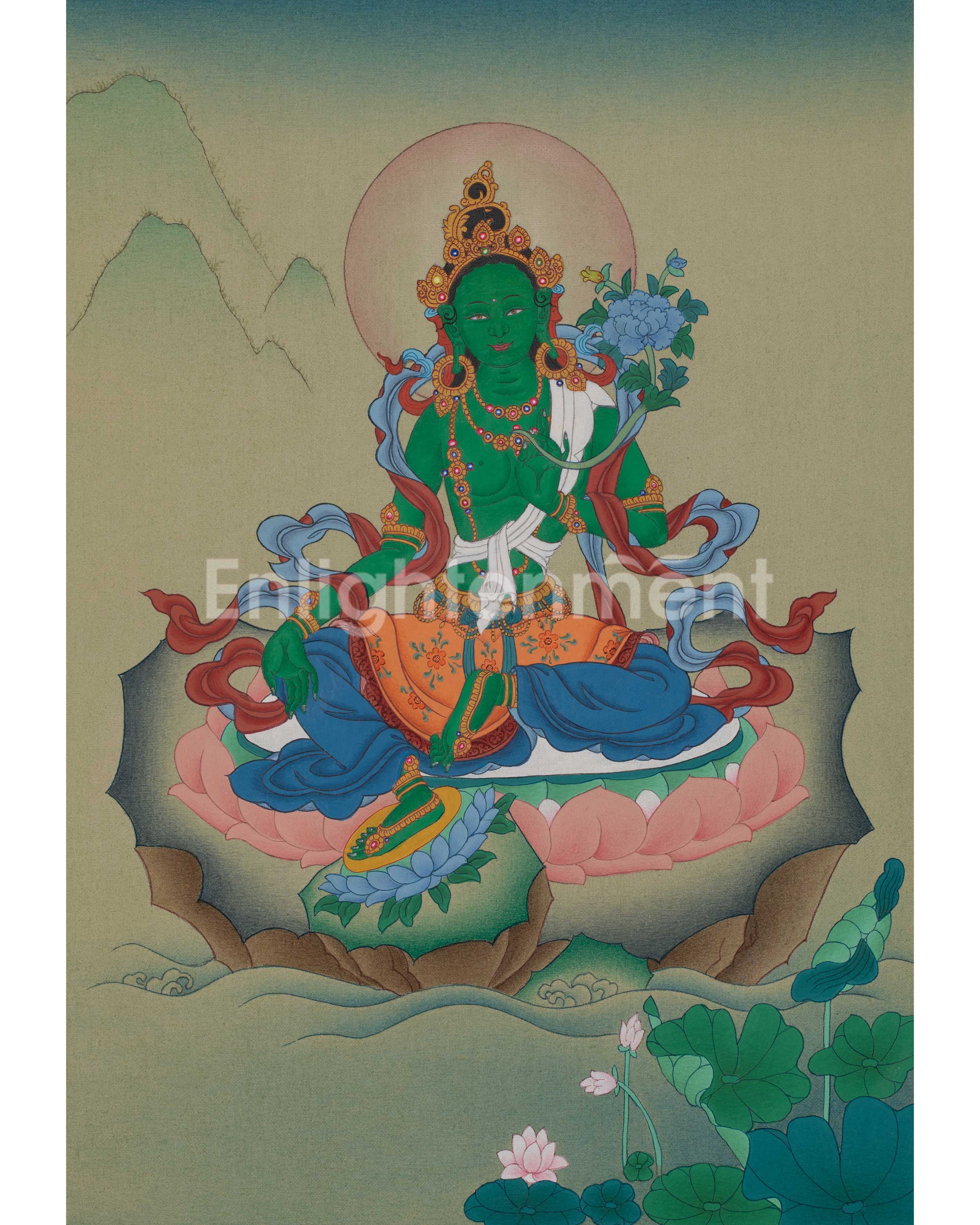 Green Tara Sacred Thangka
