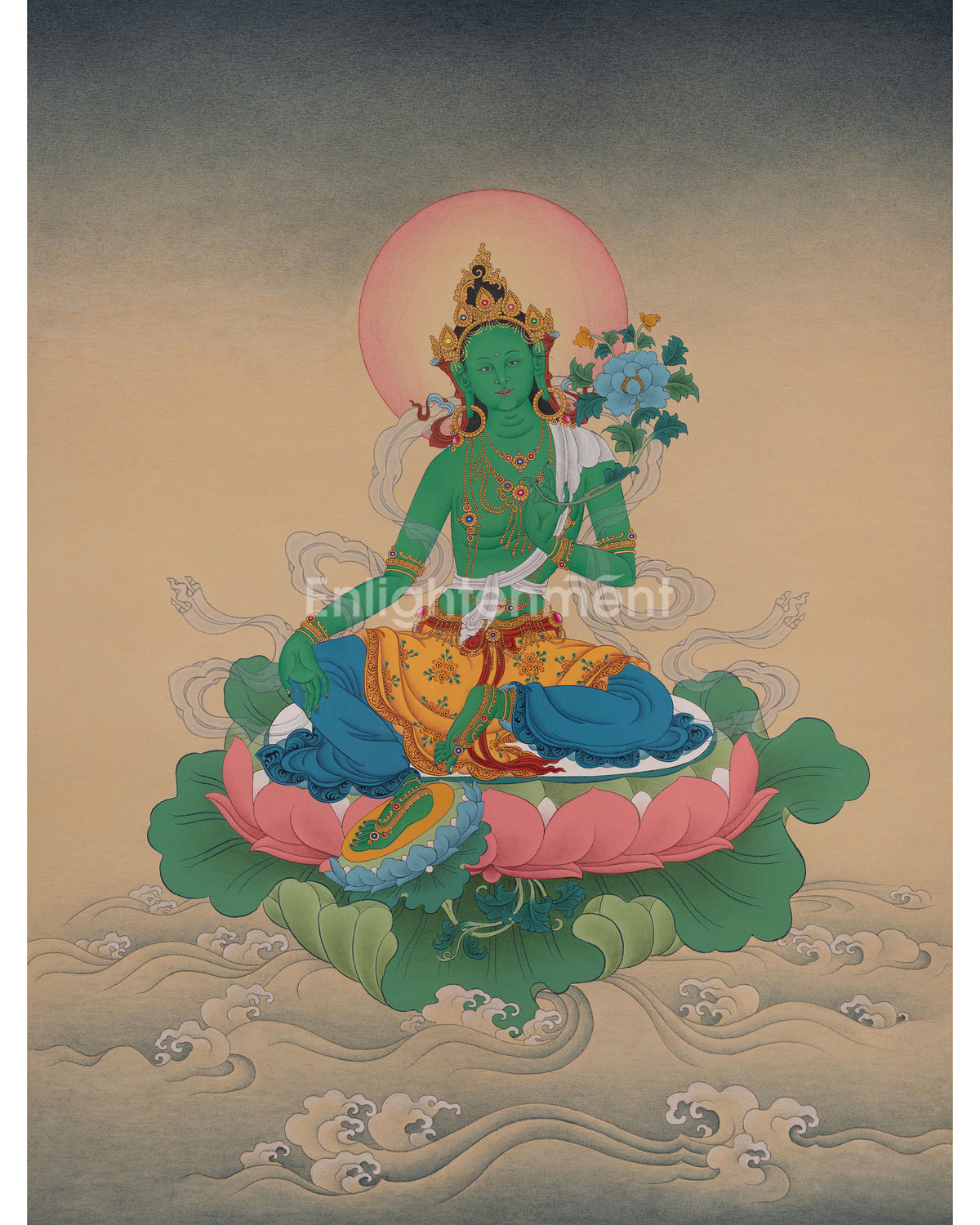 Green Tara Sacred Tibetan Thangka