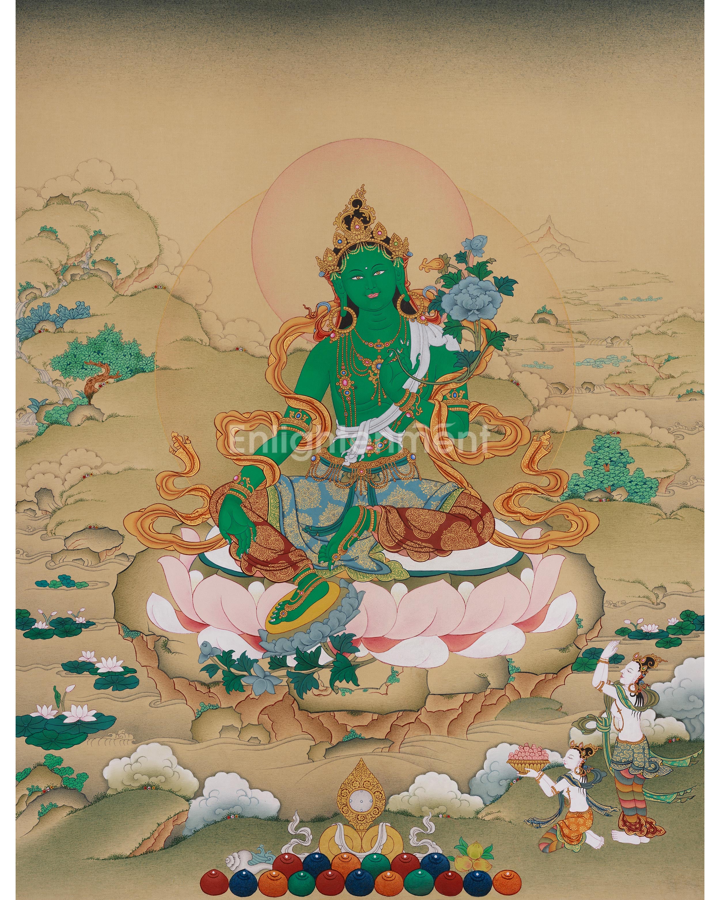 Green Tara: The Compassionate Goddess Thangka