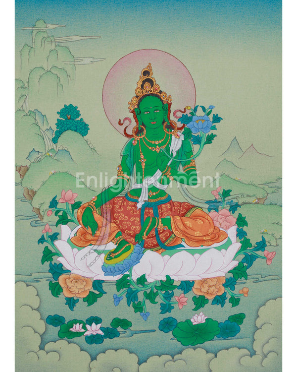 Green Tara Tibetan Thangka 
