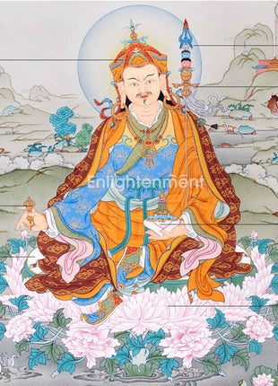 Sacred Guru Rinpoche Thangka | Authentic Tibetan Art for Spiritual Journey | Enlightened Teacher