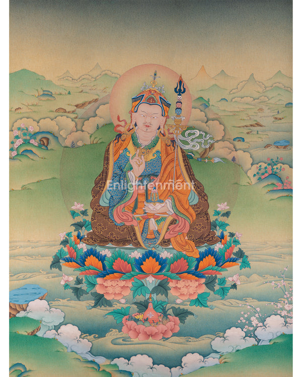 Lotus-Born Guru Rinpoche Thangka | Tibetan Buddhist Masterpiece