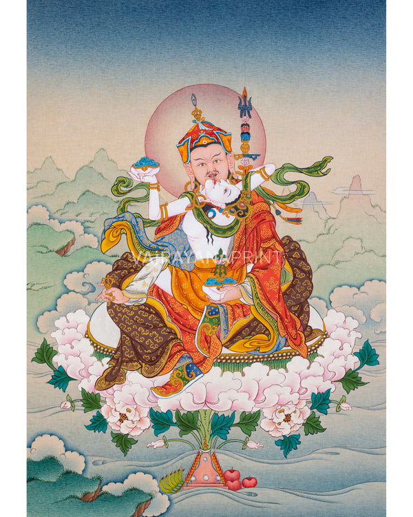 Guru Padmasambhava Digital Print | Guru Rinpoche and Yeshe Tsogyal Thangka Artwork