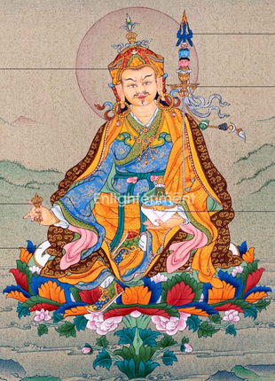 Sacred Guru Rinpoche Thangka | Handpainted Artwork For Mantra Practice | Authentic Tibetan Art