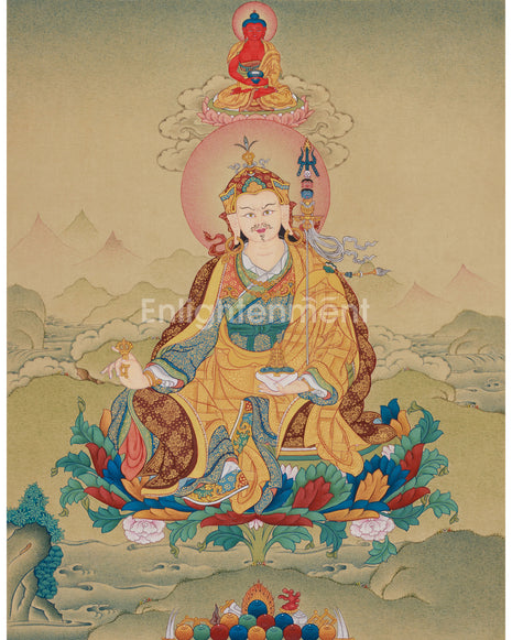 Guru Rinpoche With Amitabha Thangka