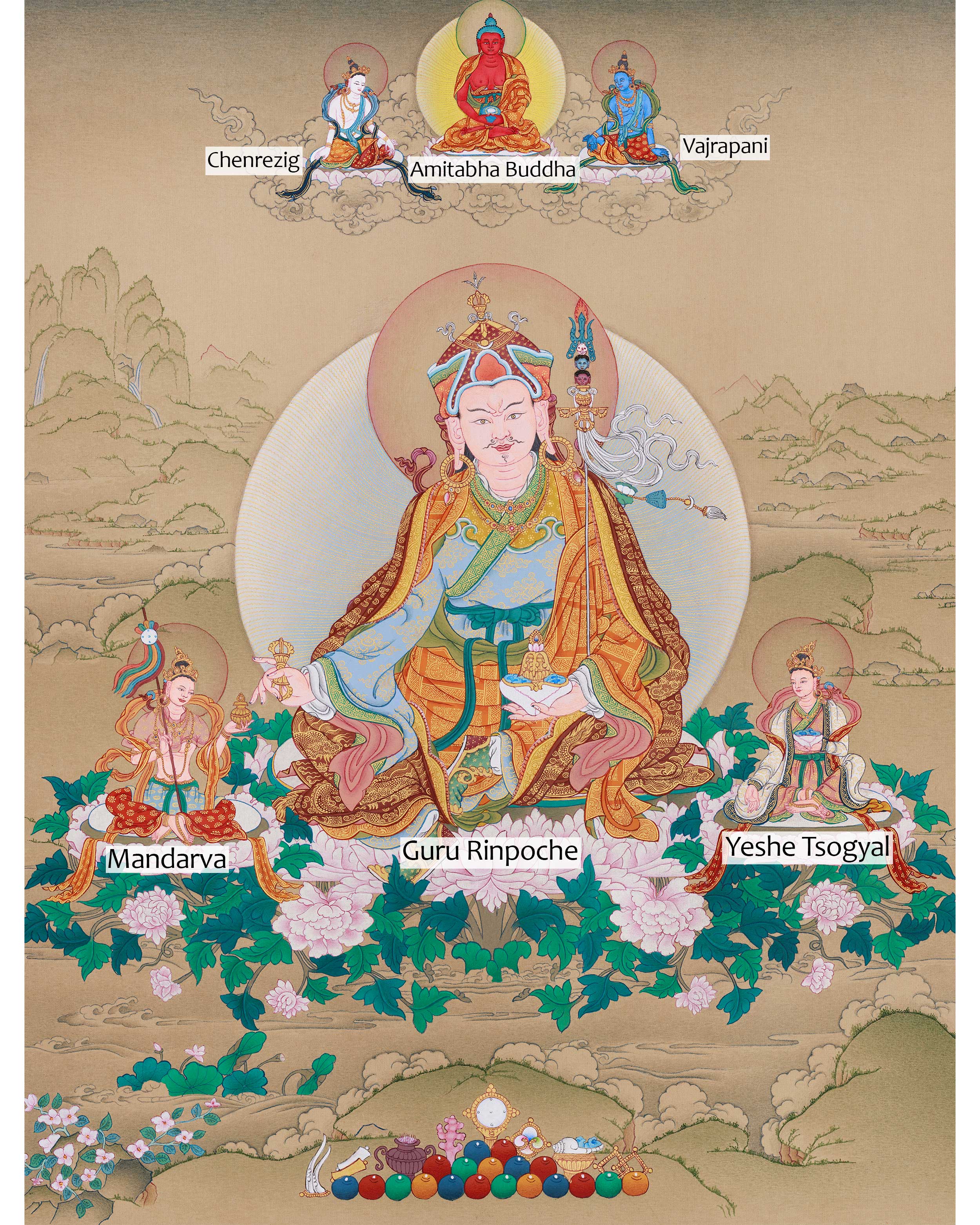 Vajrayana Buddhism Guru Rinpoche Thangka | Exclusive Tibetan Padmasambhava Artwork