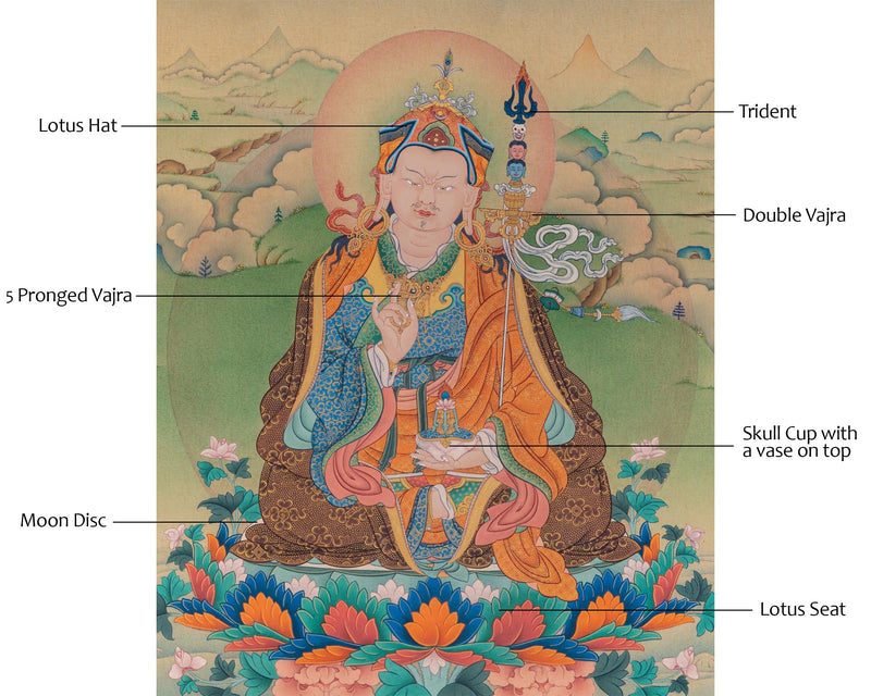 Lotus-Born Guru Rinpoche Thangka | Tibetan Buddhist Masterpiece