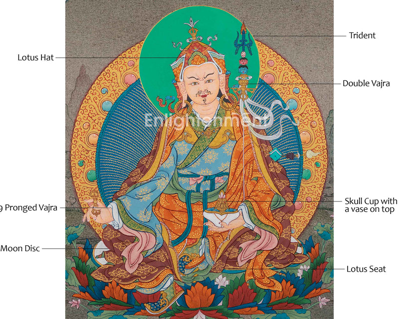 Traditional Guru Rinpoche Thangka | Lotus Born Master Art | Master of Transformation