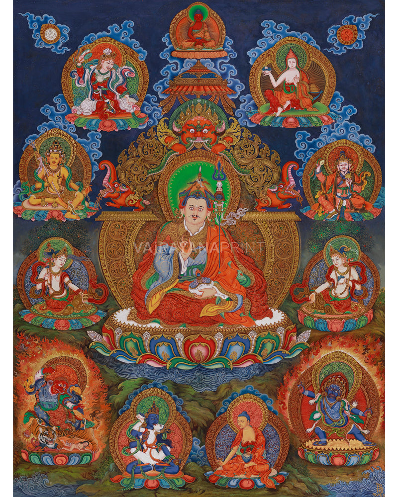 Guru Rinpoche Thangka Print | Eight Manifestations of Padmasambhava