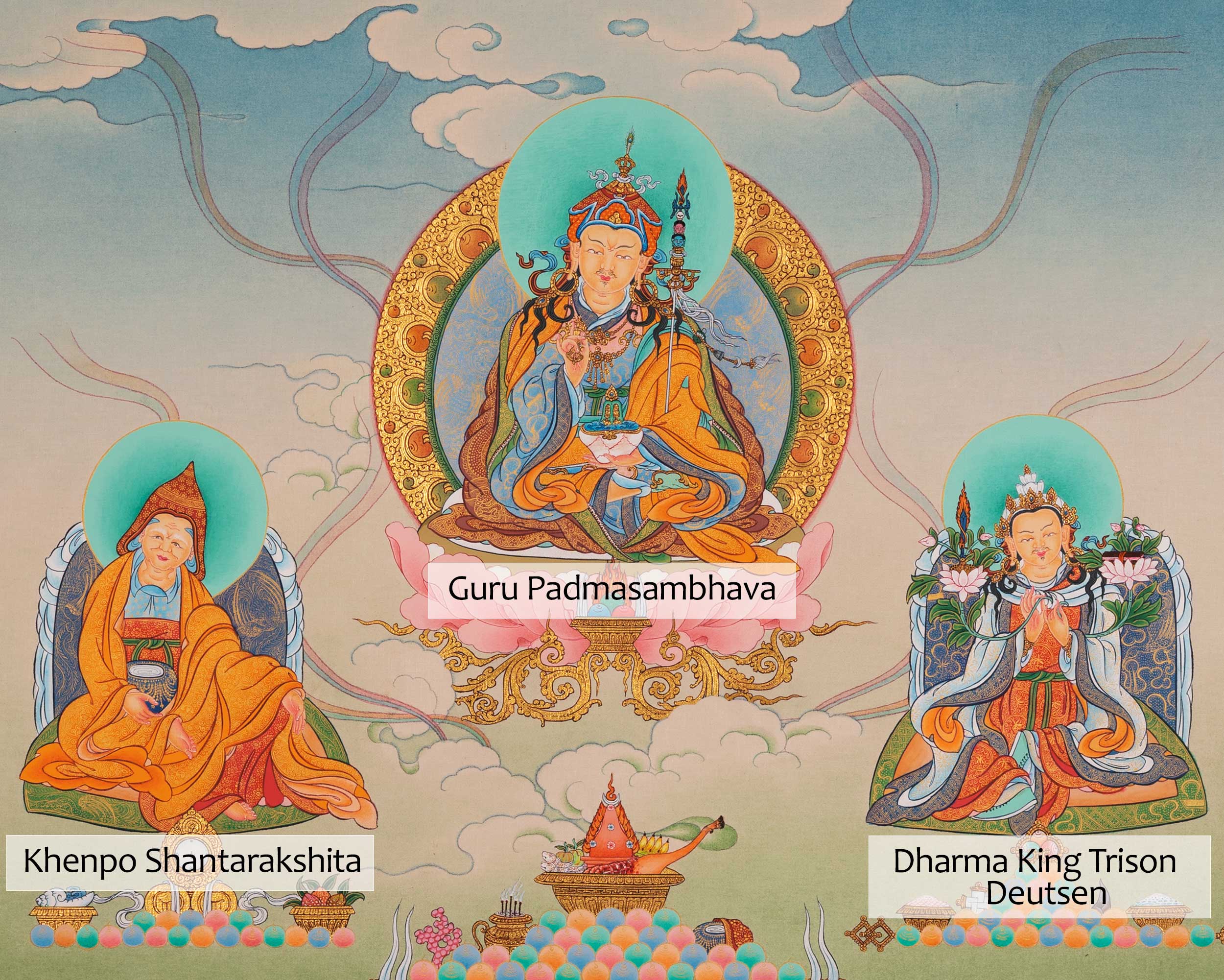 Buddha Guru Rinpoche Thangka Painting | Traditional Tibetan Buddhist Art