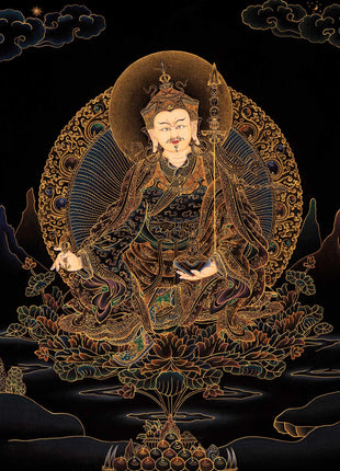 Small Gold on Black Thangka of Guru Rinpoche