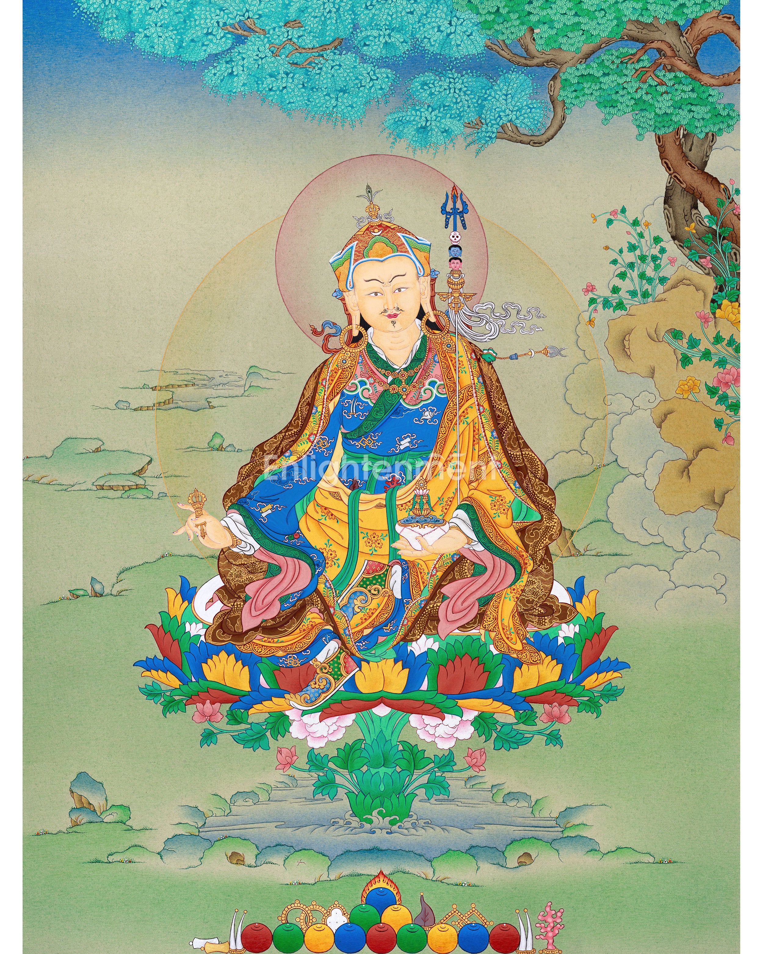 A Sacred Padmasambhava Thangka| Tibet's Natural Stone Pigments | BROCADE