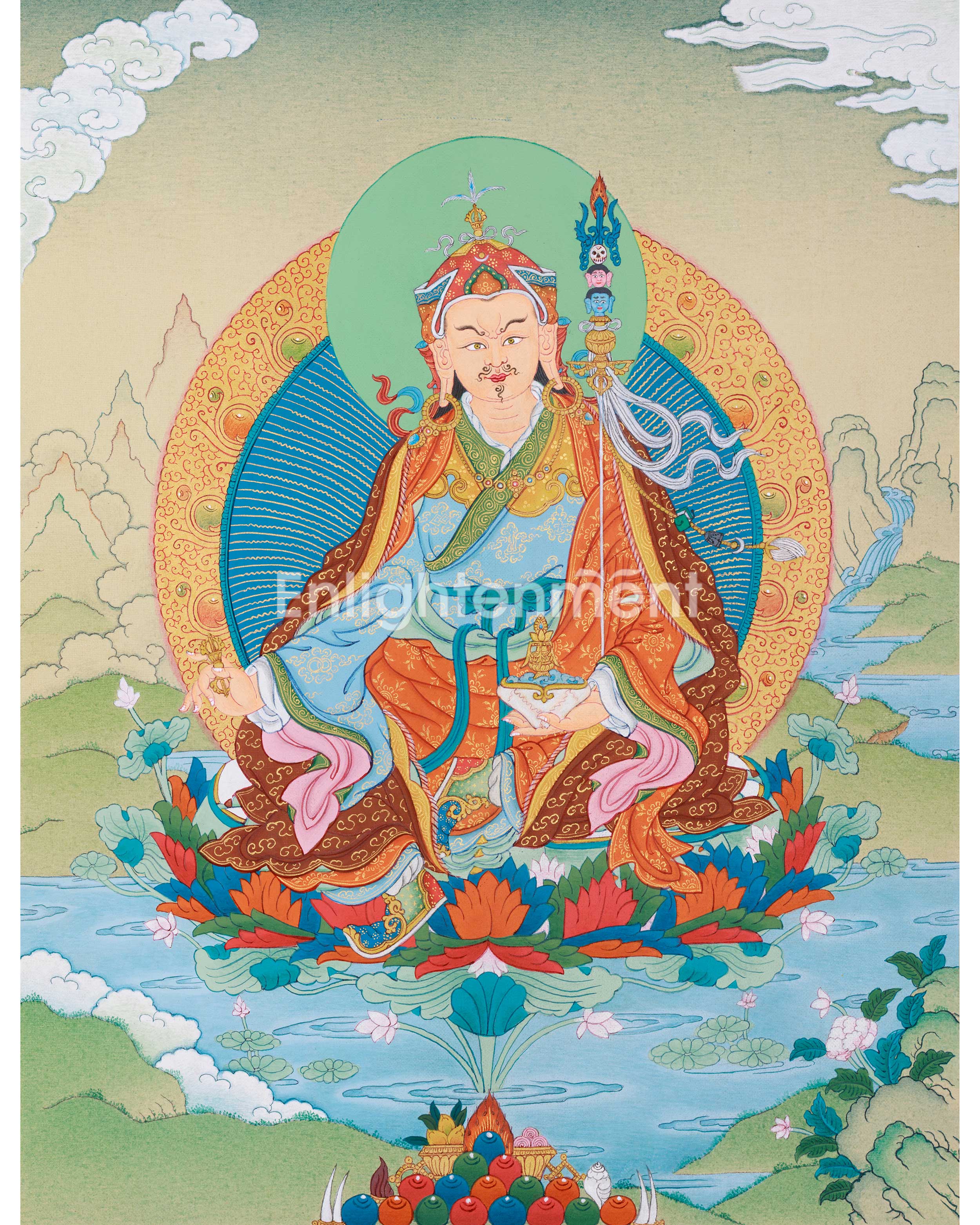 Guru Rinpoche Thangka: Free Brocade