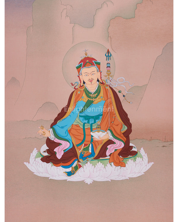 Tibetan Lotus Master Thangka - Sacred Guru Rinpoche Painting for Meditation