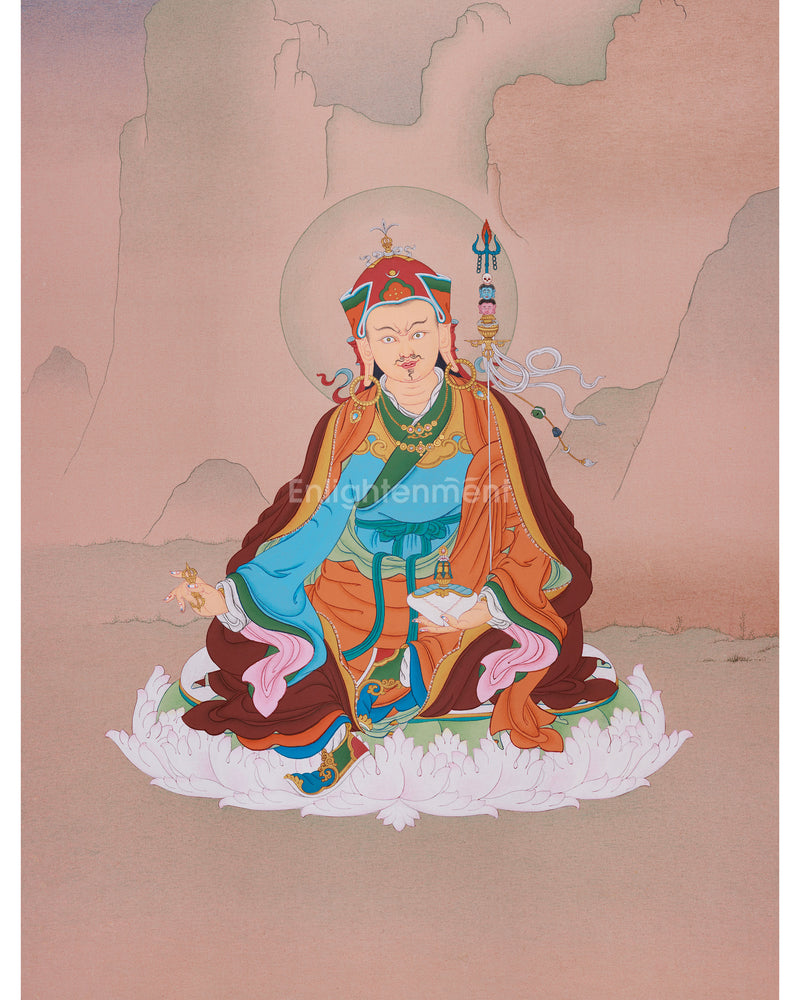 Tibetan Lotus Master Thangka - Sacred Guru Rinpoche Painting for Meditation