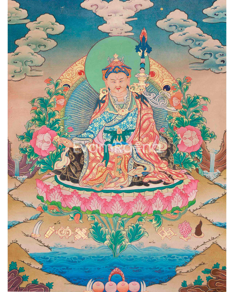 Guru Rinpoche Padmashambhava Masterpiece Tibetan Thangka | Meditation Canvas Art