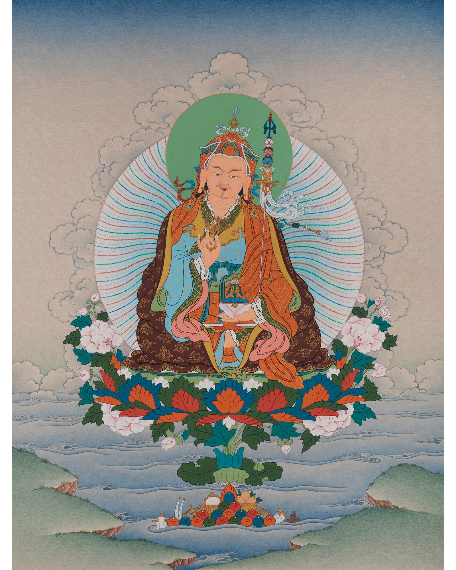 Guru Rinpoche | Tibetan Thangka Painting | Buddhist Art