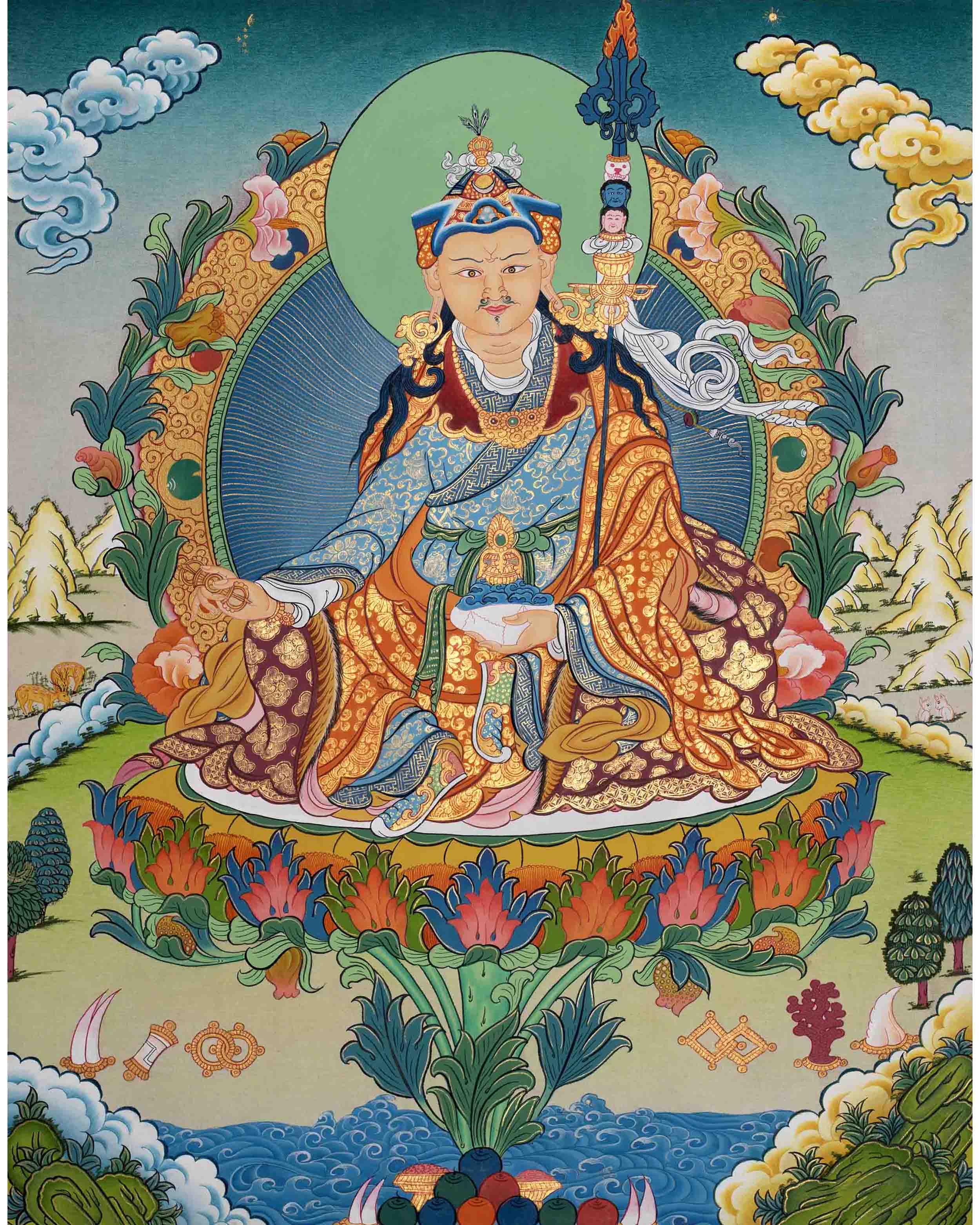 Traditional Hand-Painted Guru Rinpoche | Tibetan Buddhism Art