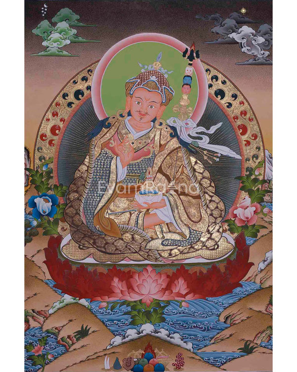 Original Hand-Painted Guru Rinpoche Thangka: