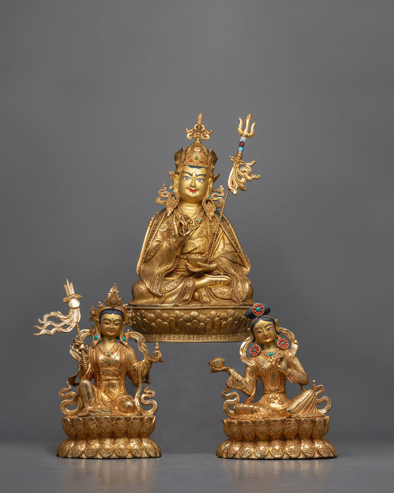 Guru Rinpoche and Two Disciples Statue