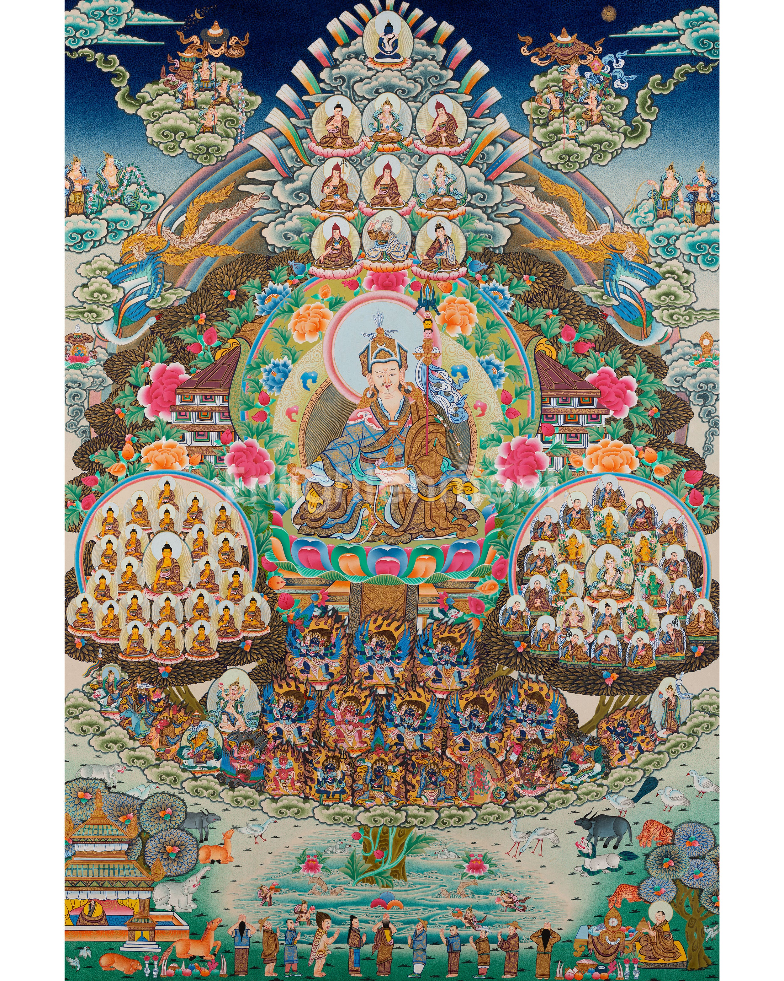 Refuge Tree Thangka | Authentic Buddhist Lineage Art from Nepal