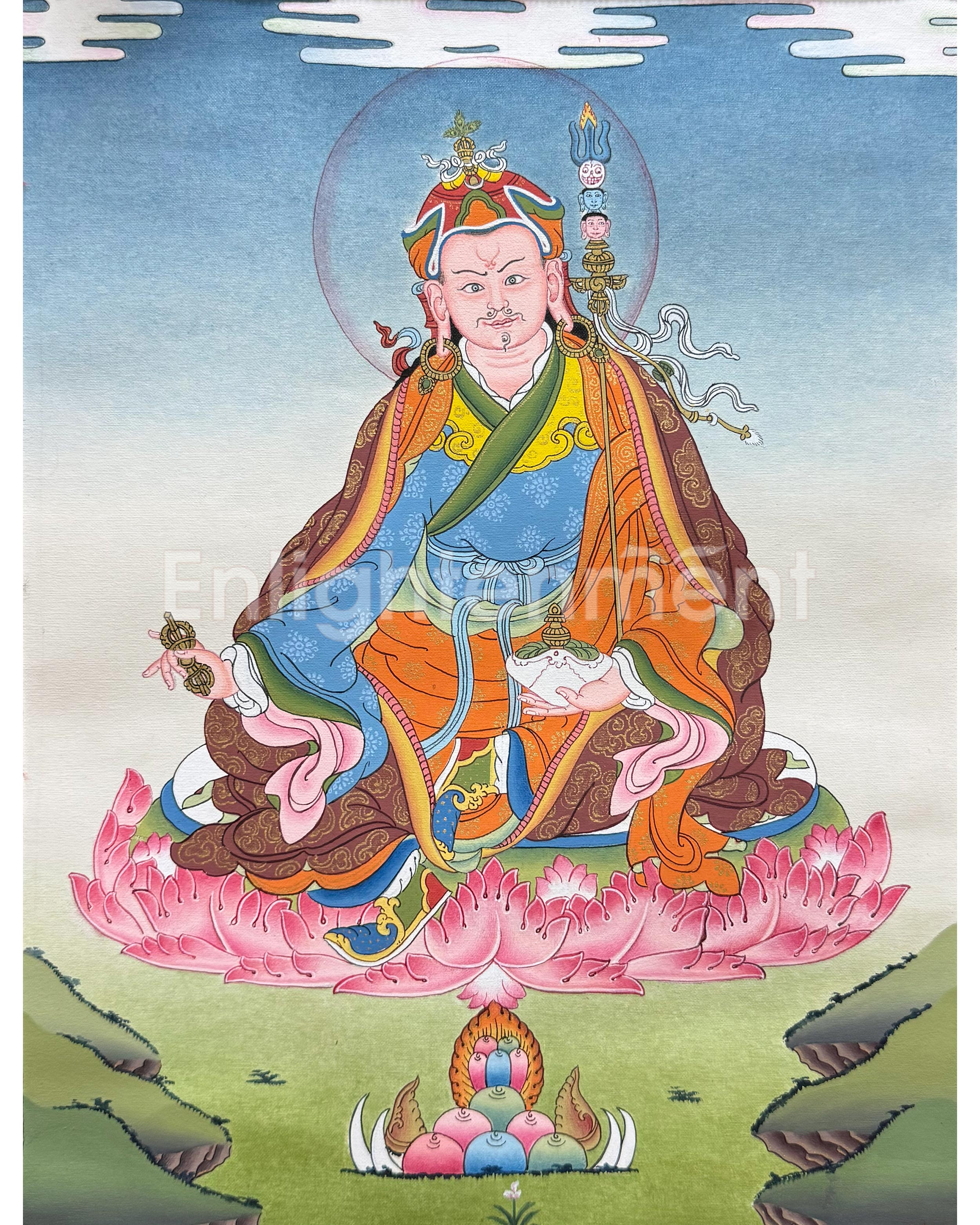 Guru Rinpoche Thangka With Brocade 