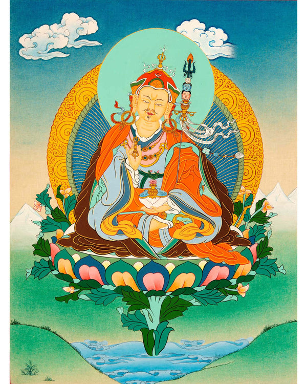 Tibetan Guru Rinpoche Painting | Small Thangka of Guru Padmasambhava