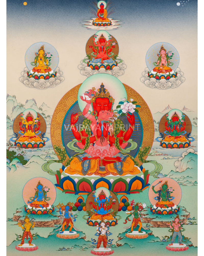 Gyalwa Gyasto Mandala | Chenresig with Vajravarahi Thangka