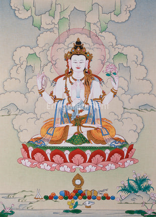 Hand-Painted 4 armed Avalokiteshvara