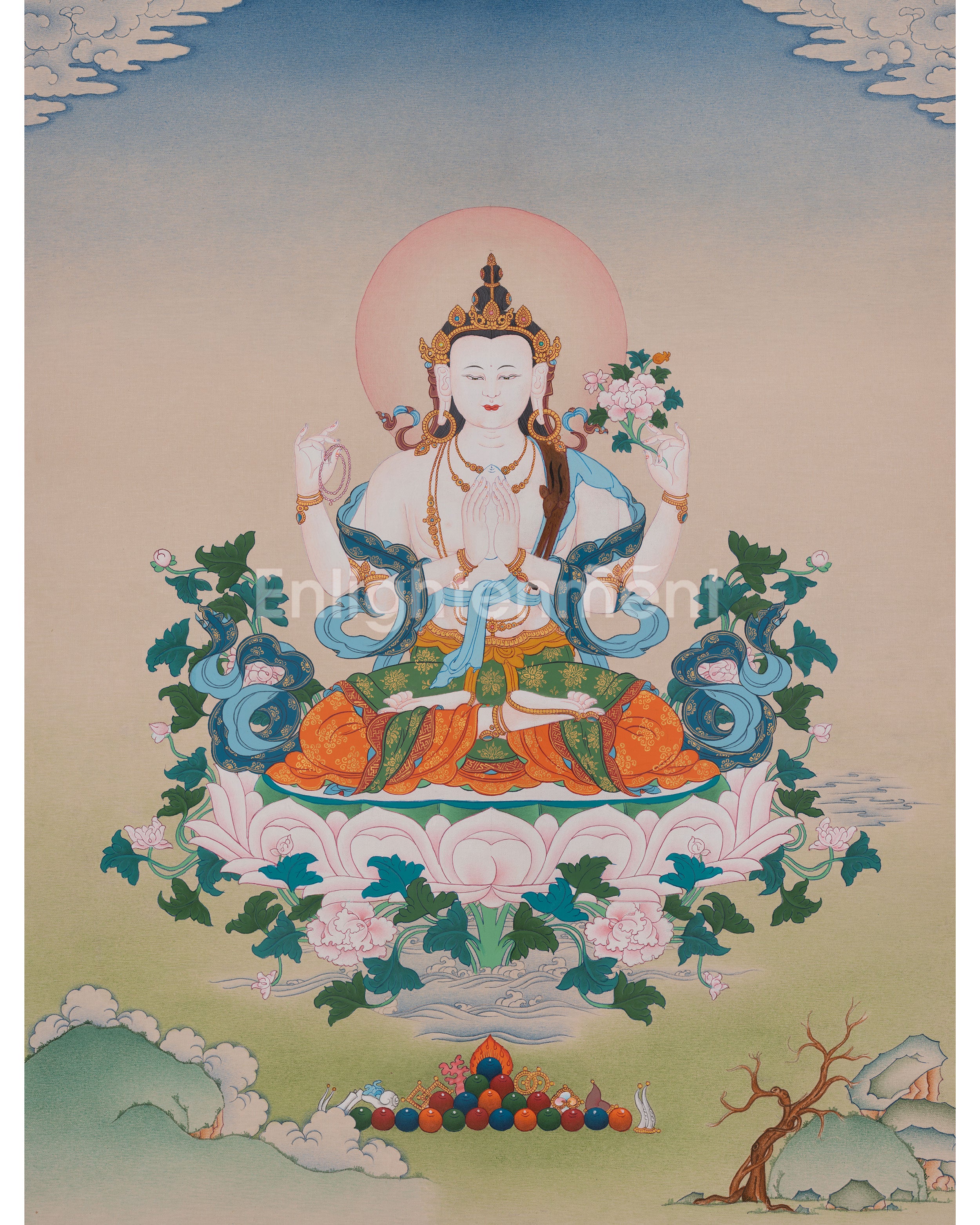 Hand-Painted Chenrezig Art 
