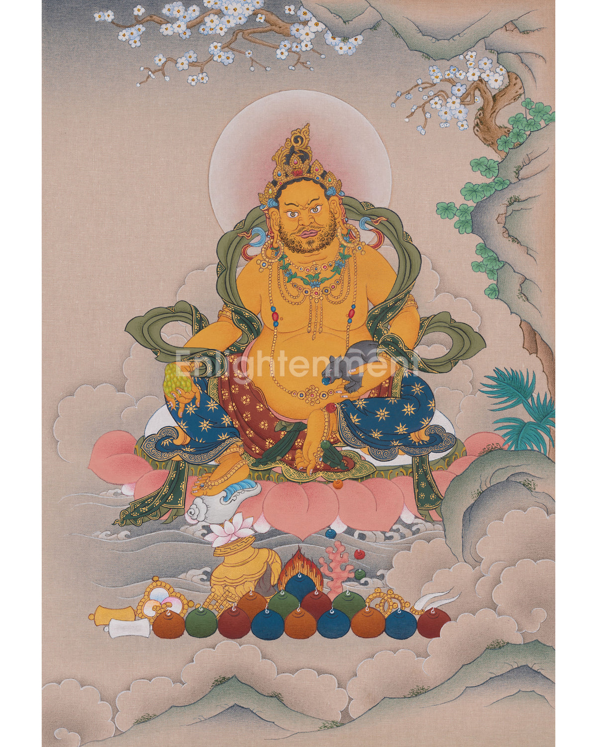 Hand-Painted Dzambhala Thangka