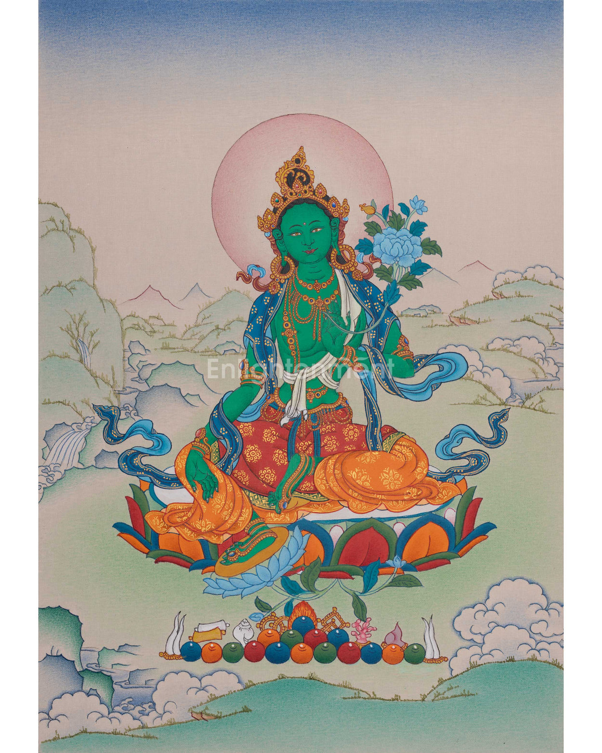 Hand-Painted Green Tara Art