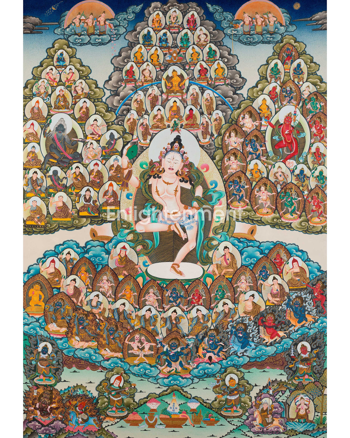 Hand-Painted Machig Labdron Lineage Tree Thangka