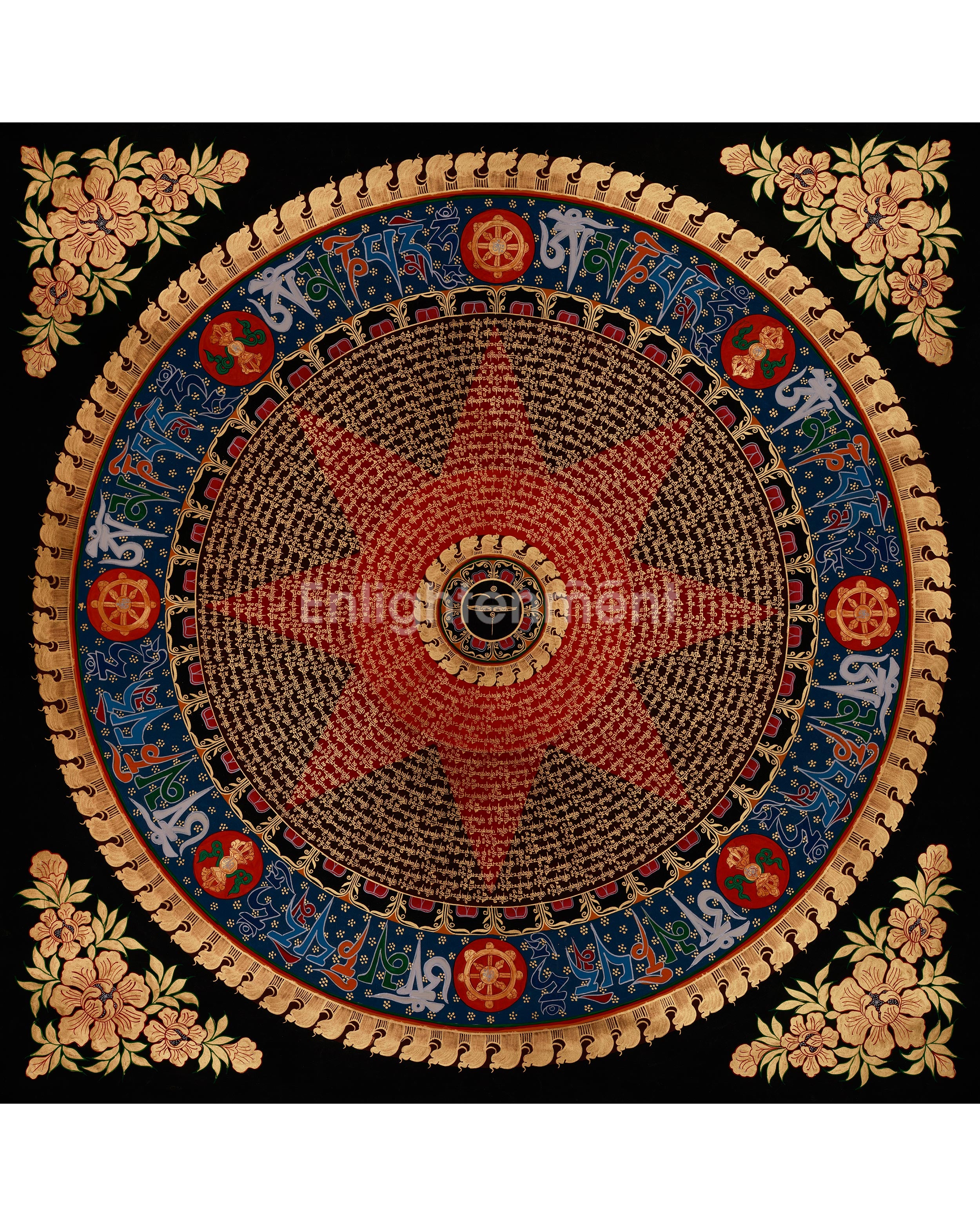 Hand-Painted Mantra Mandala Art