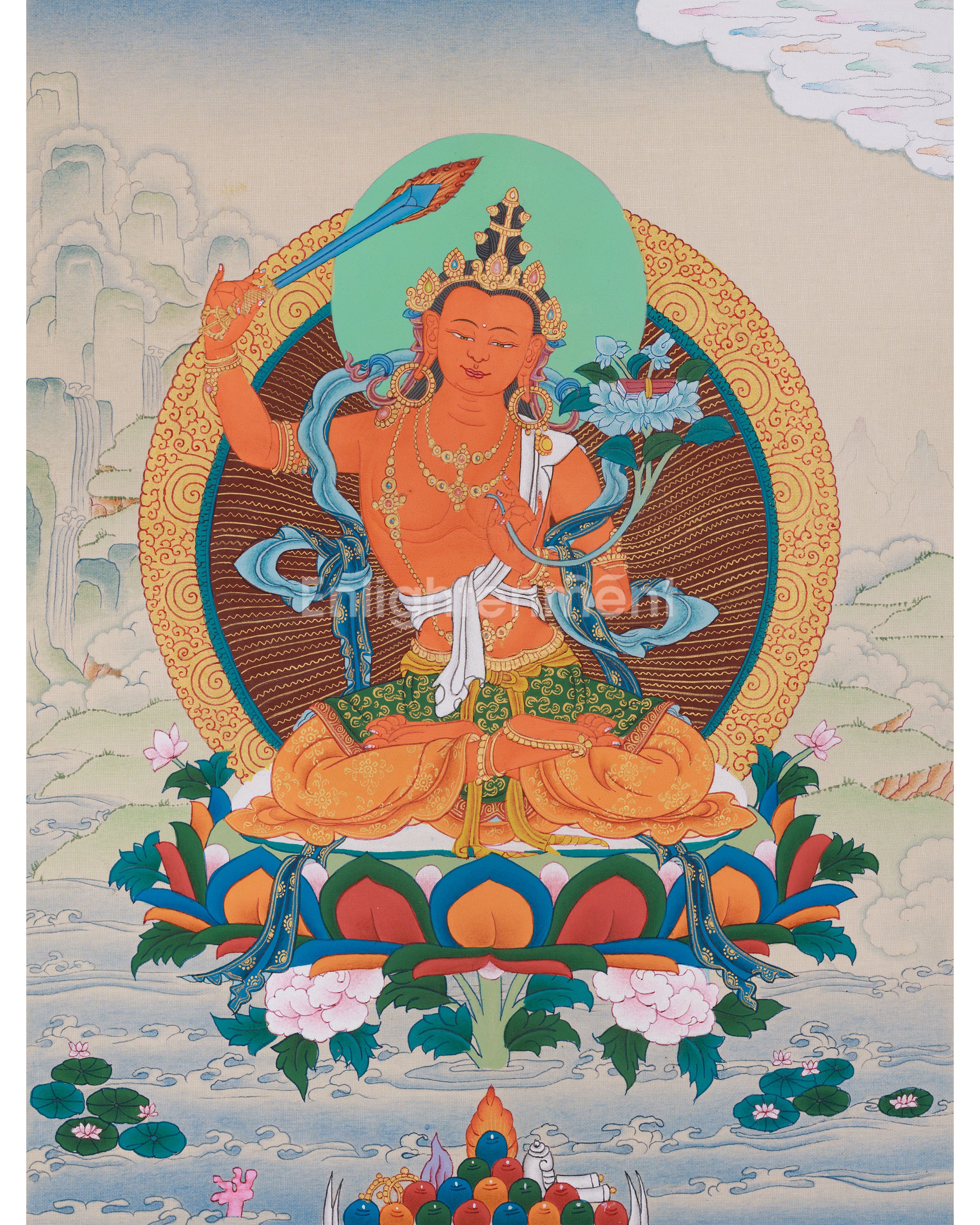 Hand-Painted Sacred Art Of Manjushri