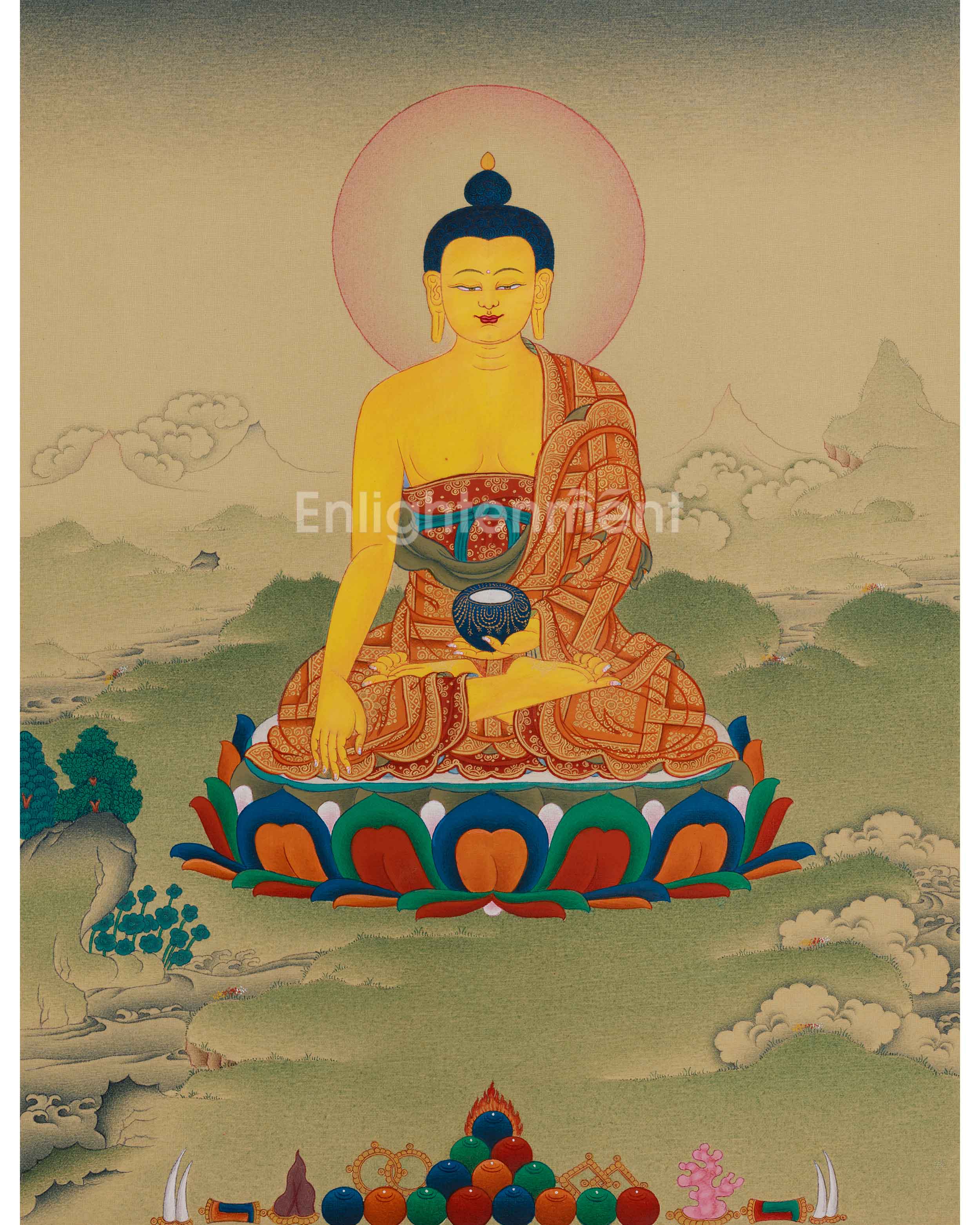 Hand-Painted Thangka Of Shakyamuni Buddha