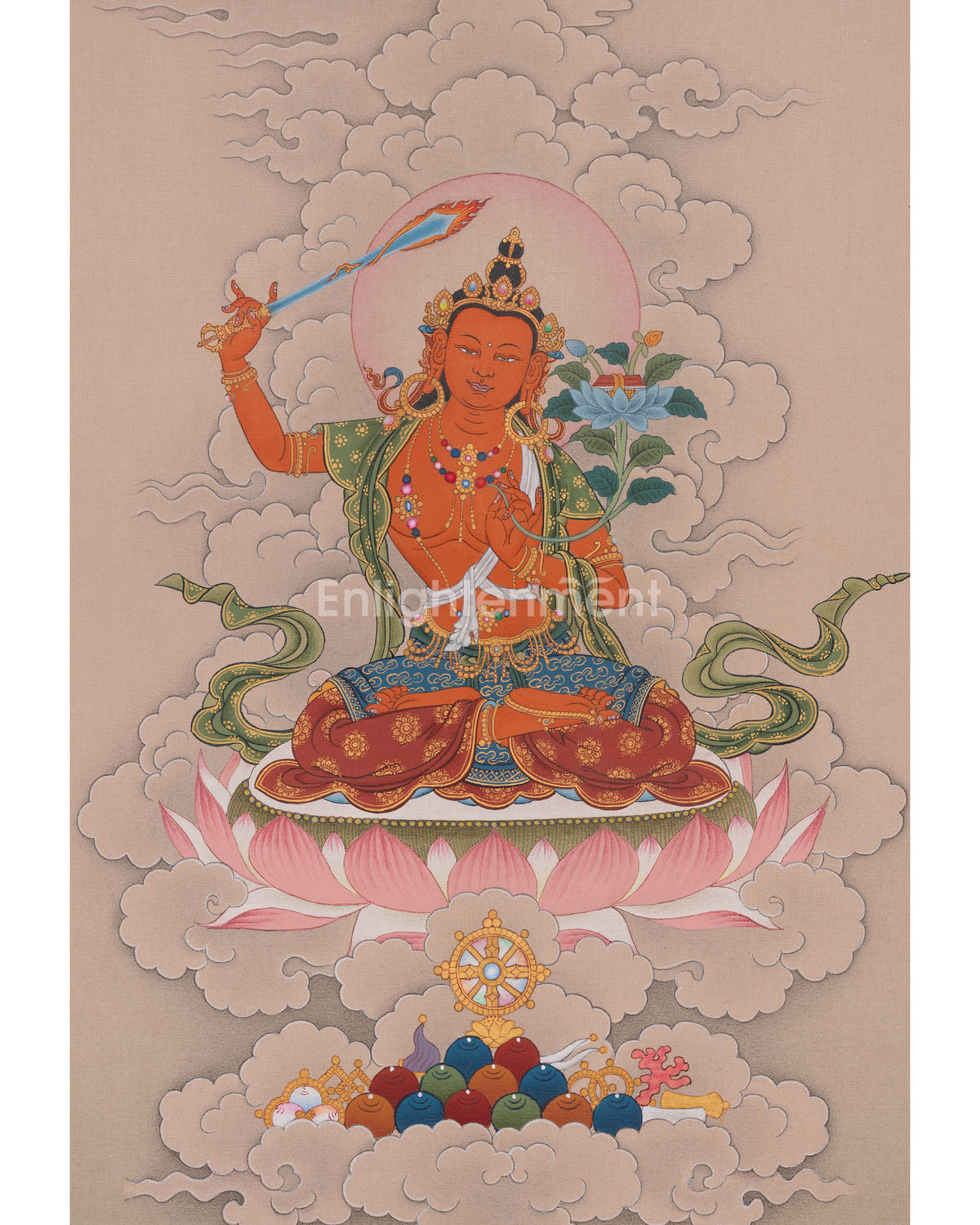 Hand-painted Thangka Of Manjushri