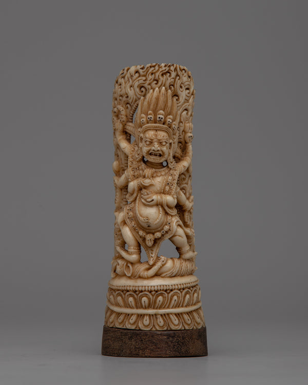 Six-Armed Mahakala Bone Stamp Statue