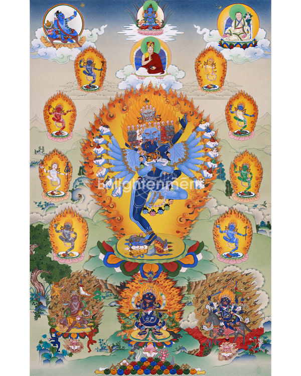 The Embodiment of Tantric Wisdom: A Hand-Painted Hevajra Thangka