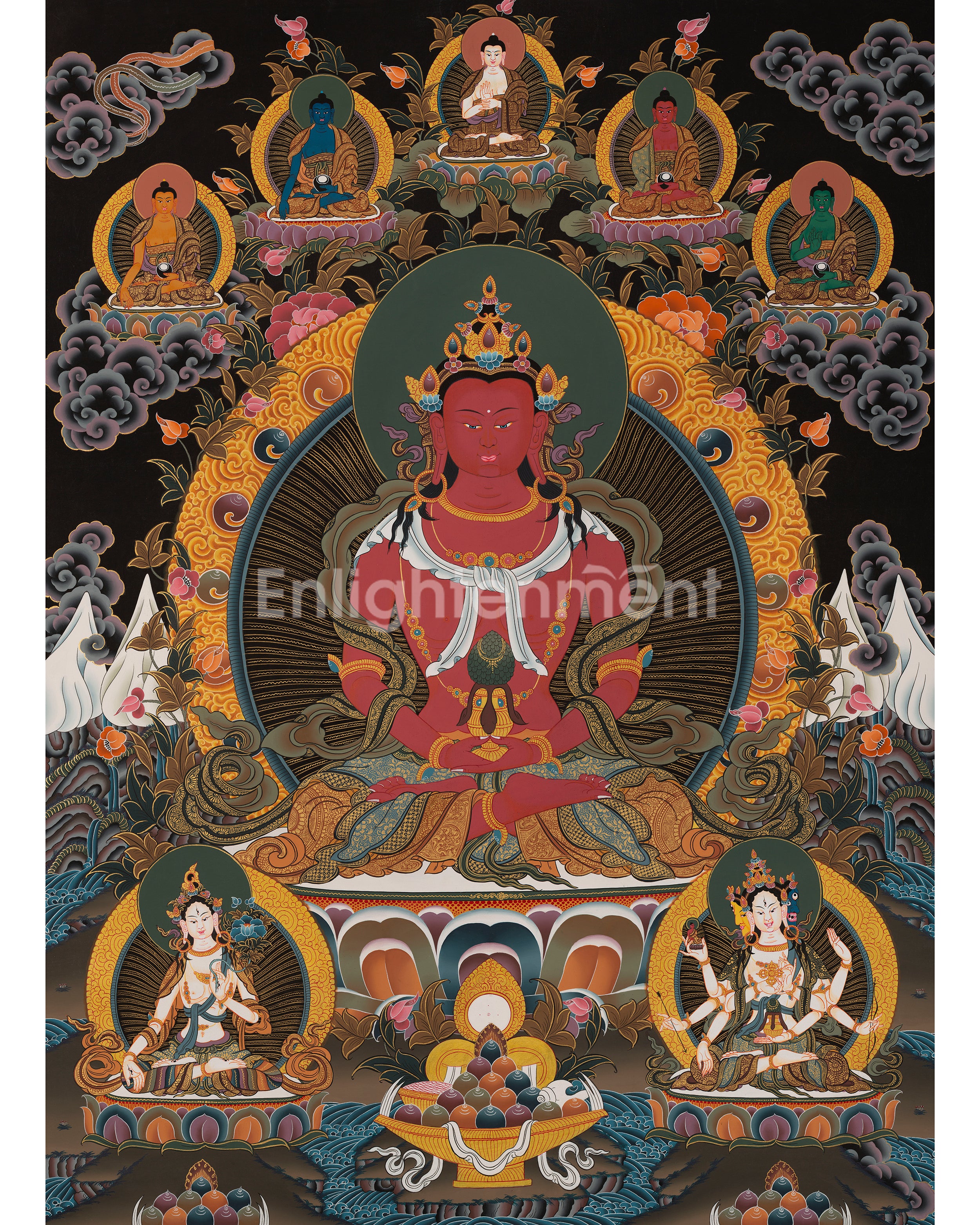 High-Quality Amitayus Buddha Thangka Painting 