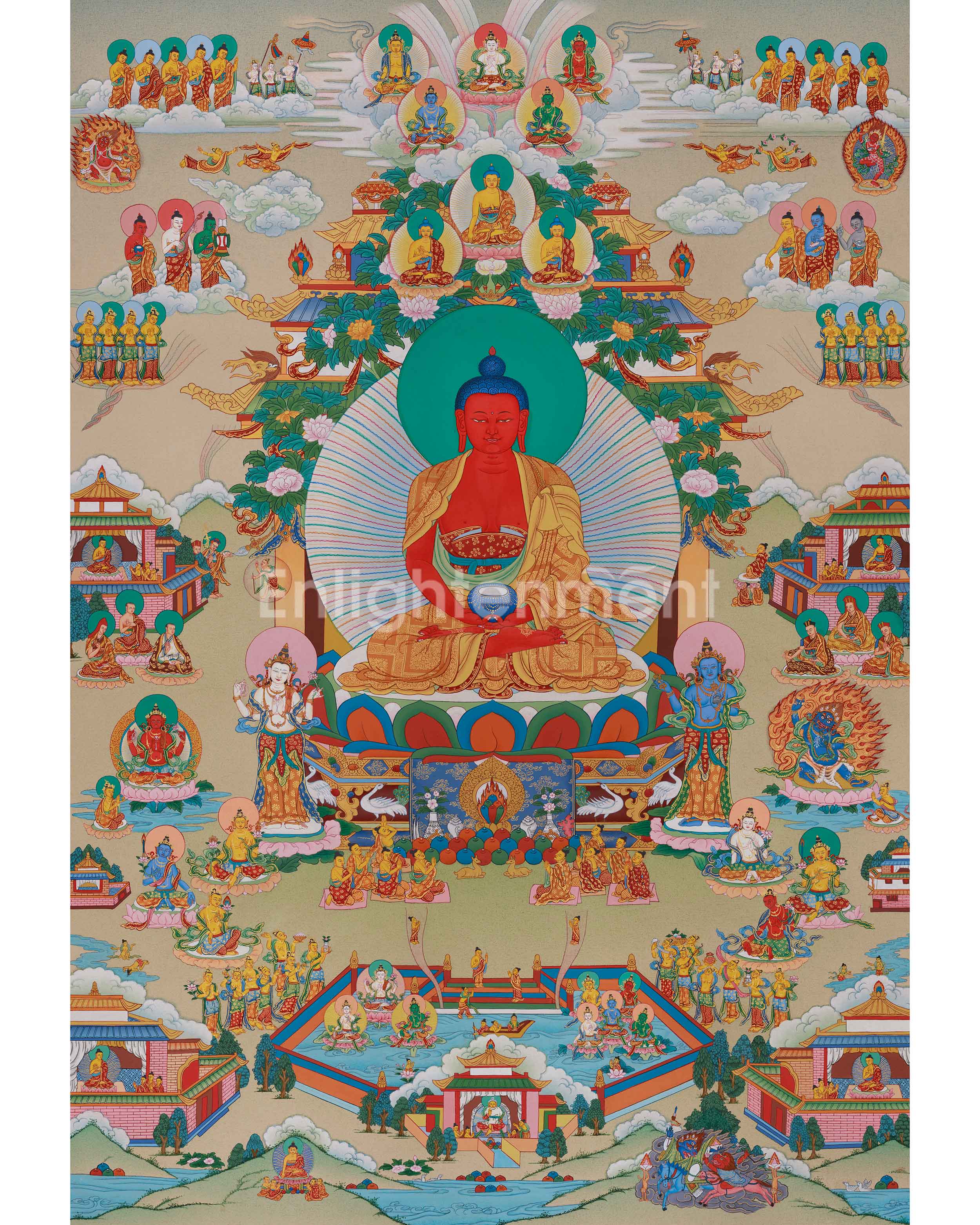 Himalayan Amitabha Singham Thangka 