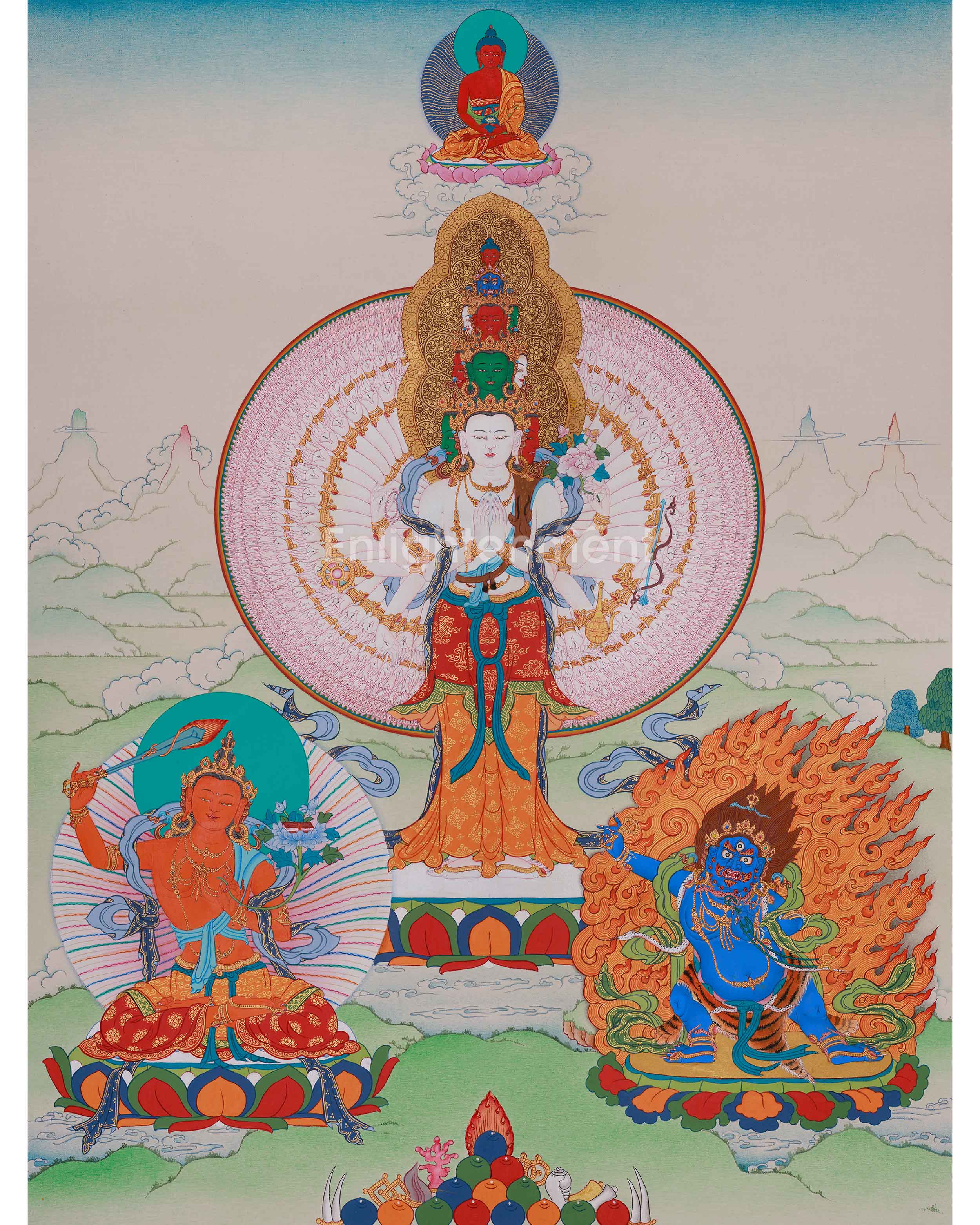 Himalayan Deity 1000 Armed Chenrezig Thangka