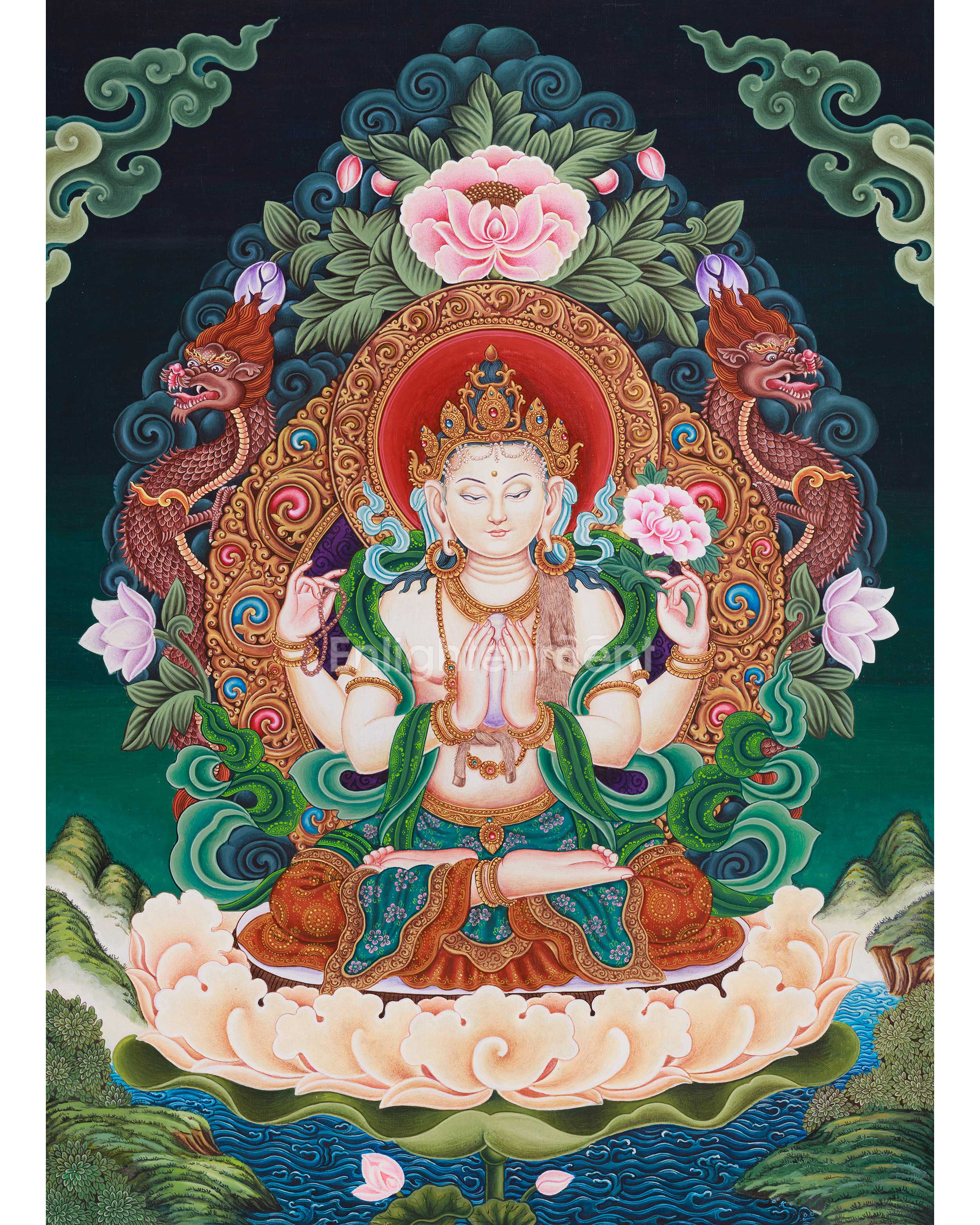Himalayan Four-Armed Chenrezig Thangka